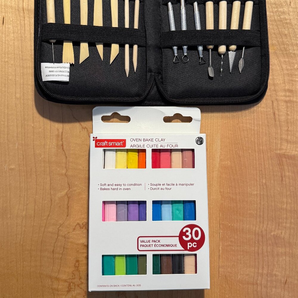 CraftSmart Oven Baked Clay plus Took Kit Polymer Clay New